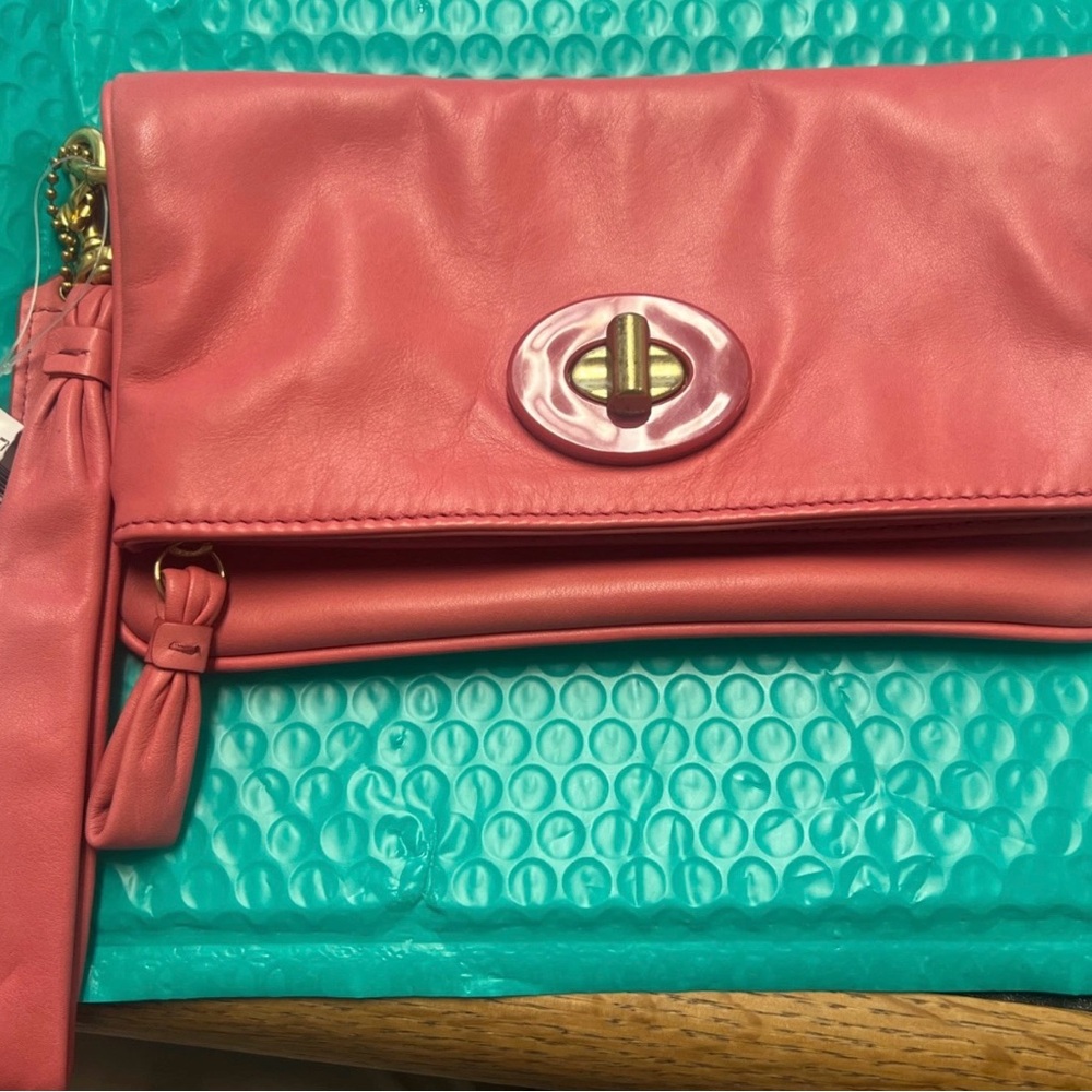 NWT COACH Resort Leather Clutch Wristlet in color Punch: Soft Leather